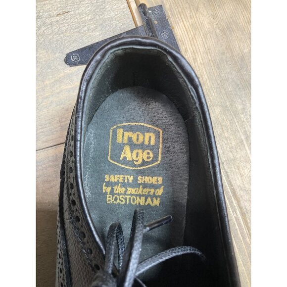 New Iron Age By Bostonian 8.5 D/B Black Wingtip Dress Safety Shoes main image 5